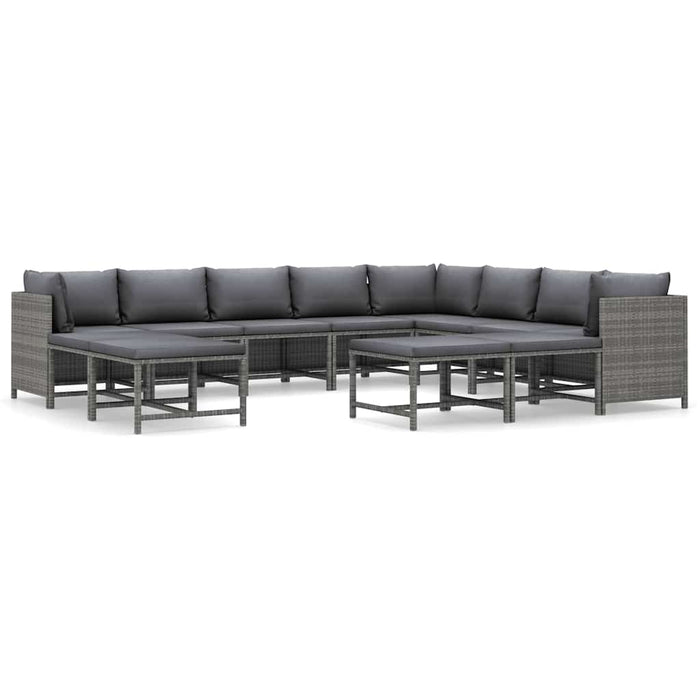 Set mobilier de grădină cu perne, 12 piese, gri, poliratan WALTI