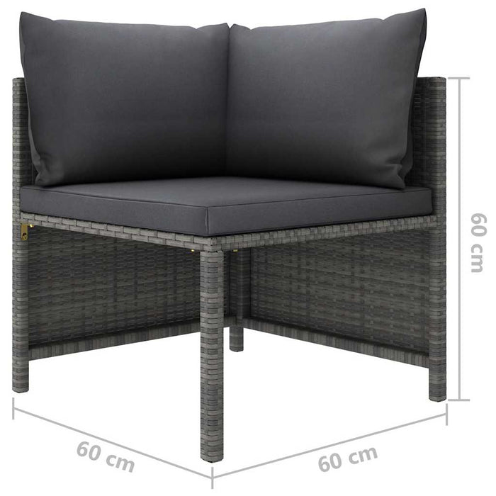 Set mobilier de grădină cu perne, 12 piese, gri, poliratan WALTI