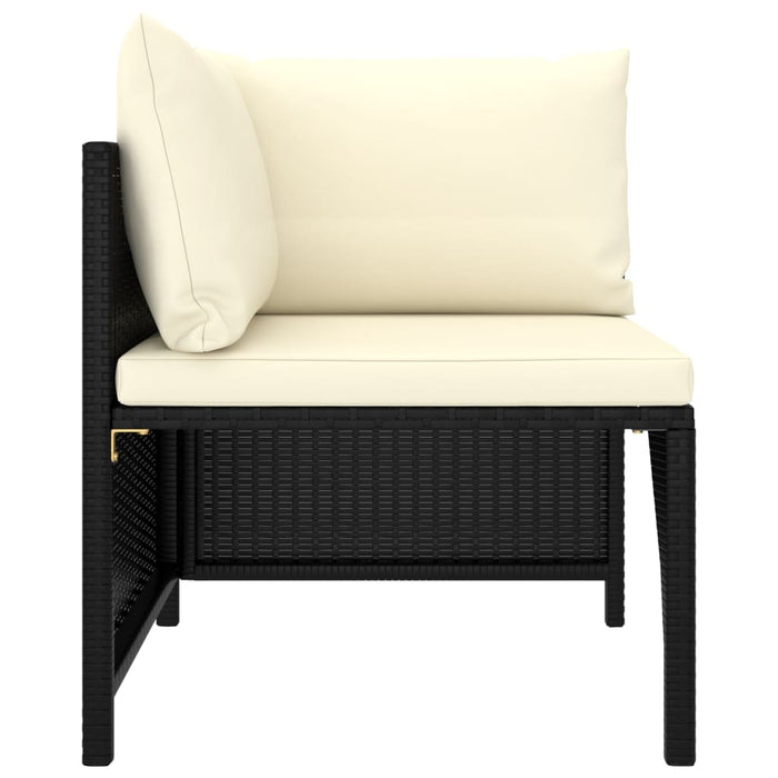 Set mobilier de grădină cu perne, 5 piese, negru, poliratan WALTI