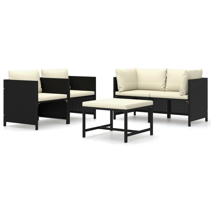 Set mobilier de grădină cu perne, 5 piese, negru, poliratan - WALTI WALTI