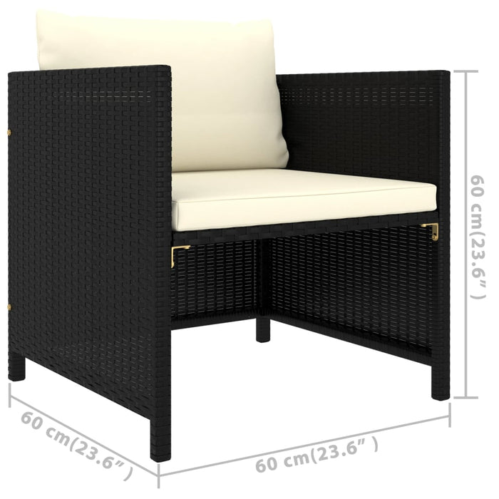 Set mobilier de grădină cu perne, 5 piese, negru, poliratan - WALTI WALTI