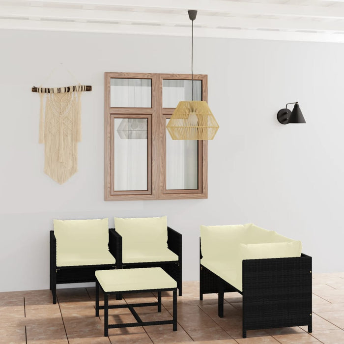 Set mobilier de grădină cu perne, 5 piese, negru, poliratan - WALTI WALTI