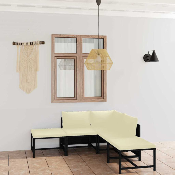 Set mobilier de grădină cu perne, 6 piese, negru, poliratan - WALTI WALTI