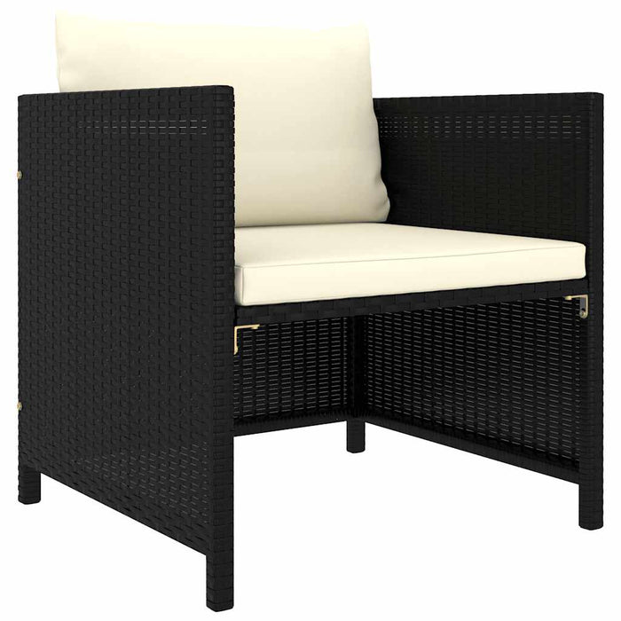 Set mobilier de grădină cu perne, 7 piese, negru, poliratan - WALTI WALTI