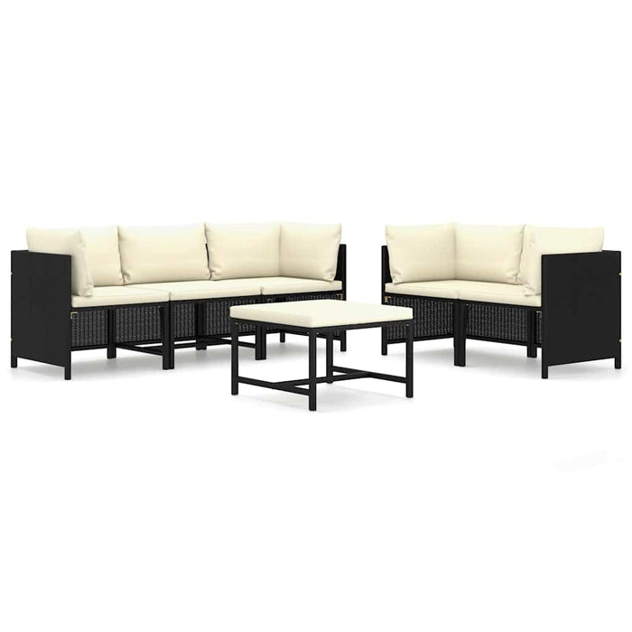 Set mobilier de grădină cu perne, 6 piese, negru, poliratan - WALTI WALTI