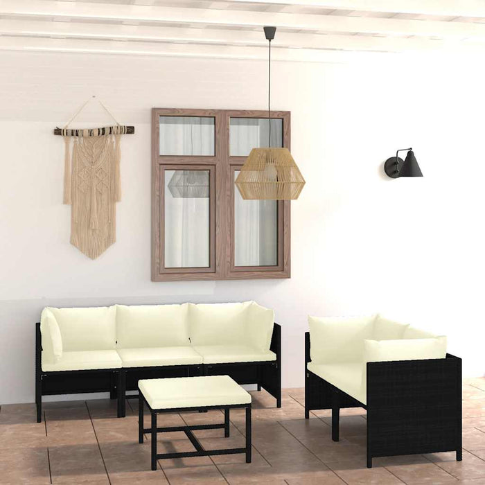 Set mobilier de grădină cu perne, 6 piese, negru, poliratan - WALTI WALTI