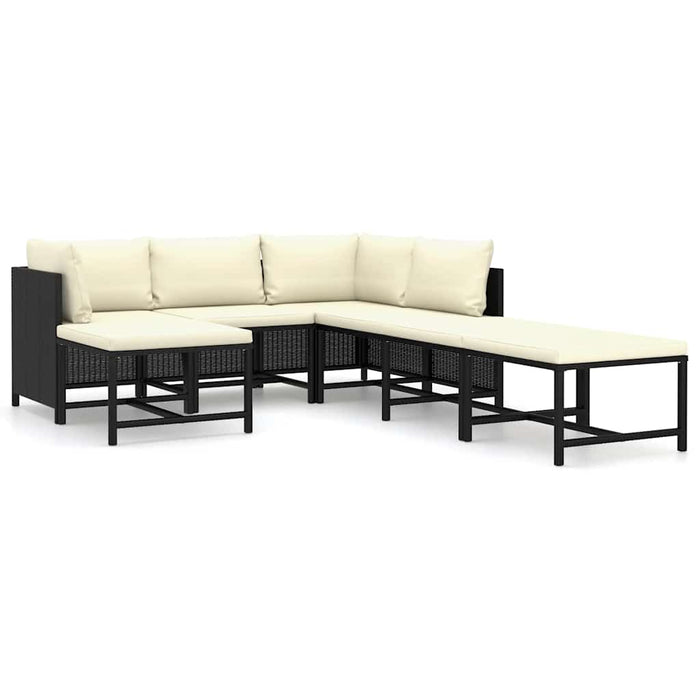 Set mobilier de grădină cu perne, 7 piese, negru, poliratan - WALTI WALTI