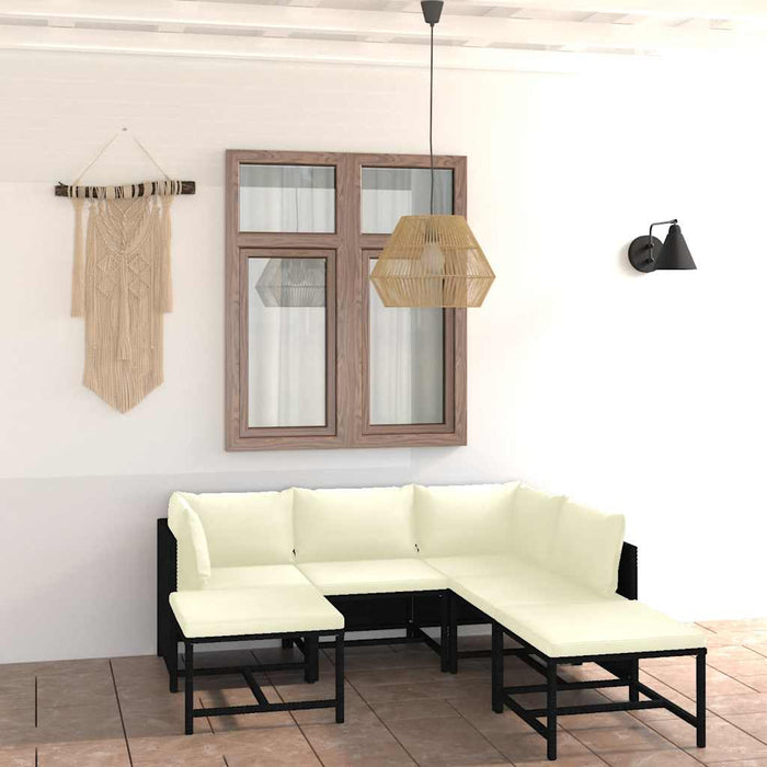 Set mobilier de grădină cu perne, 7 piese, negru, poliratan - WALTI WALTI