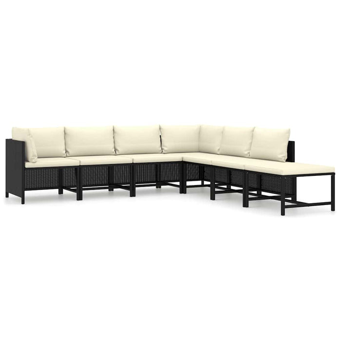 Set mobilier de grădină cu perne, 7 piese, negru, poliratan - WALTI WALTI