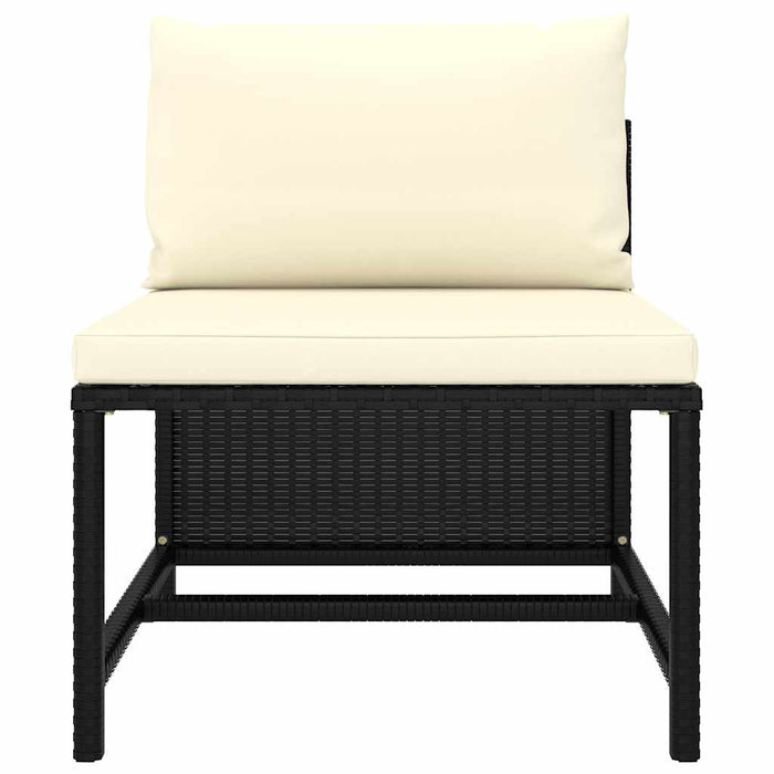 Set mobilier de grădină cu perne, 7 piese, negru, poliratan - WALTI WALTI