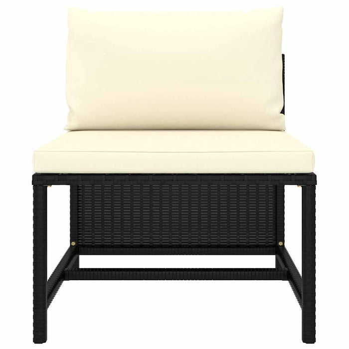 Set mobilier de grădină cu perne, 9 piese, negru, poliratan WALTI