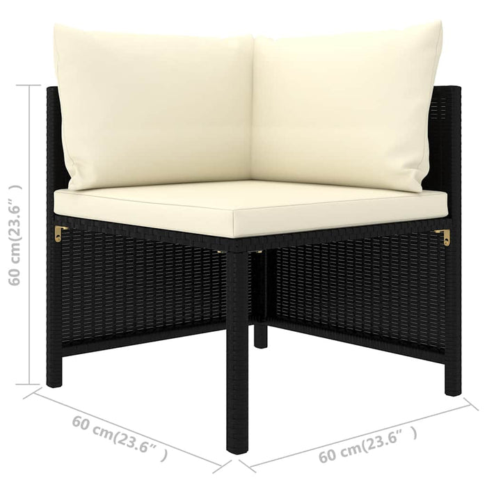 Set mobilier de grădină cu perne, 9 piese, negru, poliratan WALTI