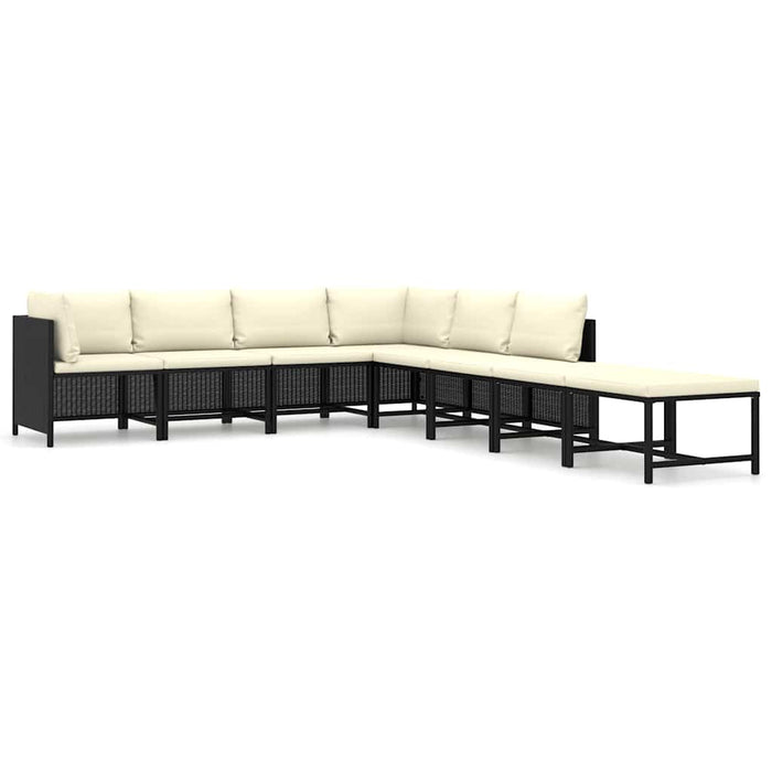 Set mobilier de grădină cu perne, 8 piese, negru, poliratan - WALTI WALTI