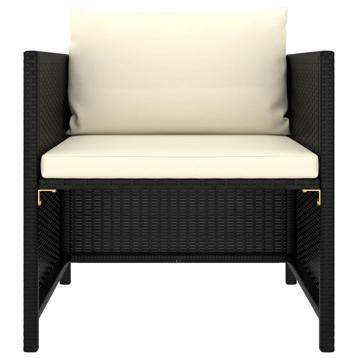 Set mobilier de grădină cu perne, 8 piese, negru, poliratan WALTI