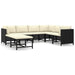 Set mobilier de grădină cu perne, 8 piese, negru, poliratan - WALTI WALTI