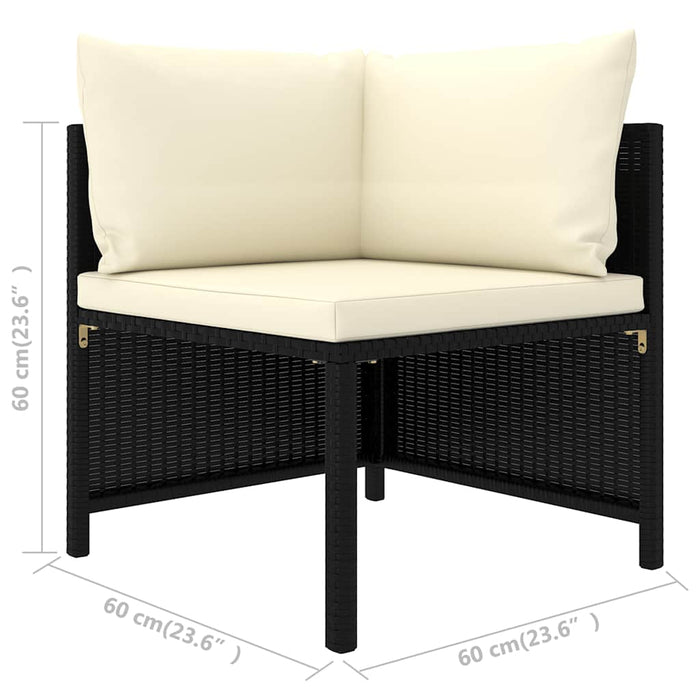 Set mobilier de grădină cu perne, 9 piese, negru, poliratan - WALTI WALTI