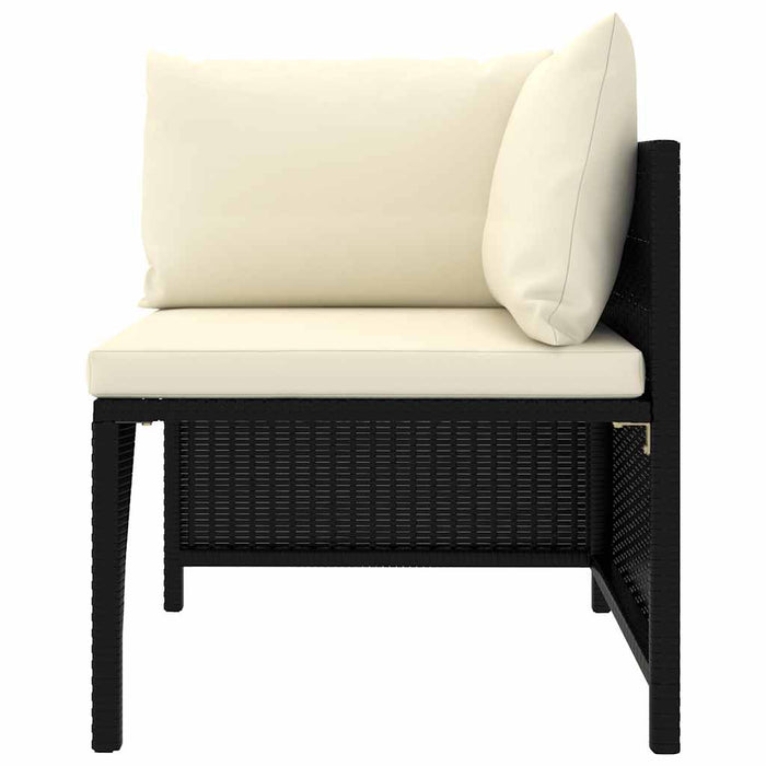 Set mobilier de grădină cu perne, 10 piese, negru, poliratan WALTI