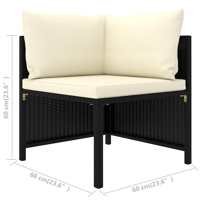 Set mobilier de grădină cu perne, 10 piese, negru, poliratan WALTI