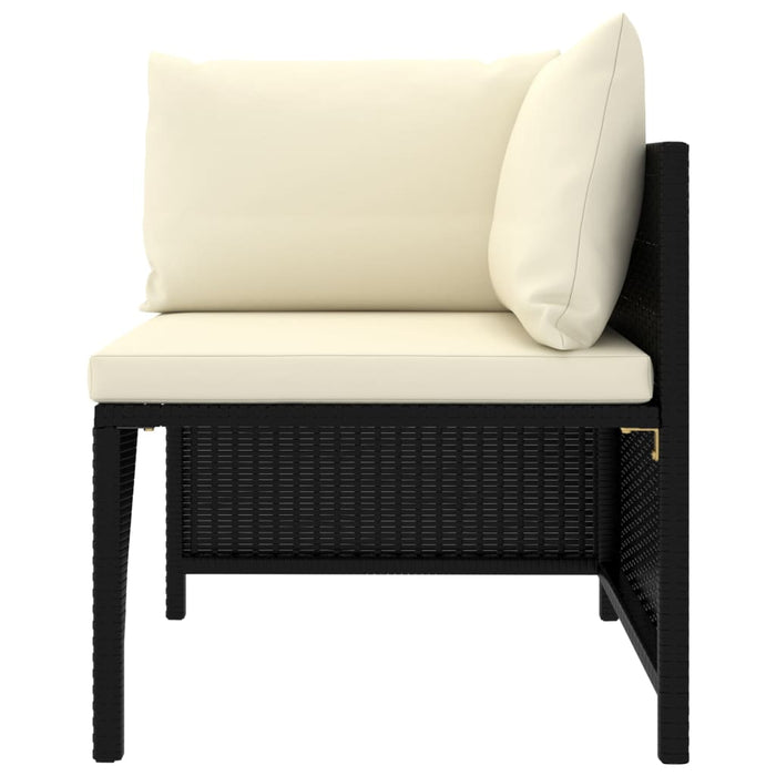 Set mobilier de grădină cu perne, 11 piese, negru, poliratan WALTI