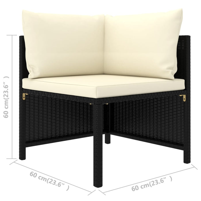 Set mobilier de grădină cu perne, 11 piese, negru, poliratan WALTI
