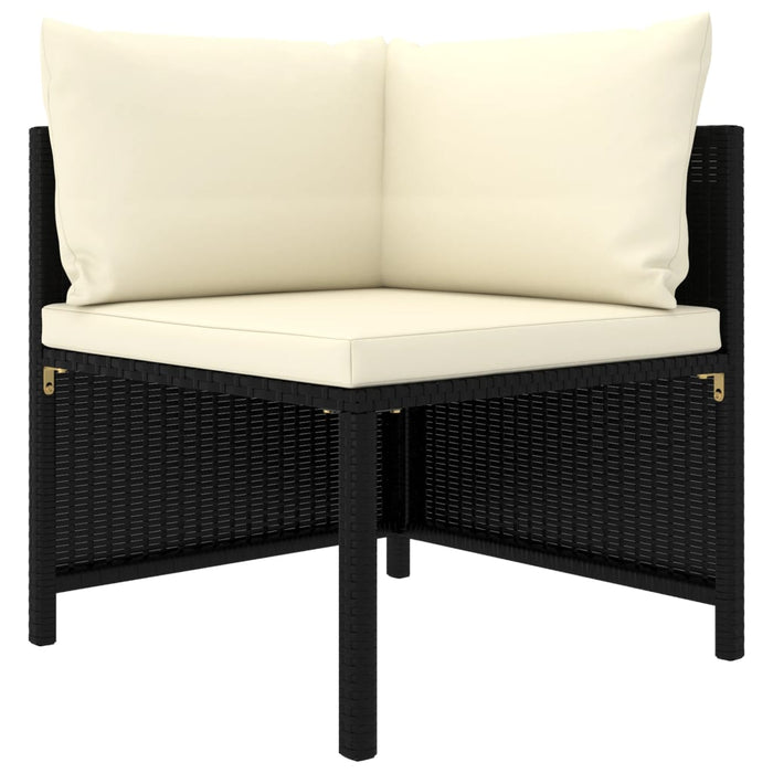 Set mobilier de grădină cu perne, 12 piese, negru, poliratan WALTI