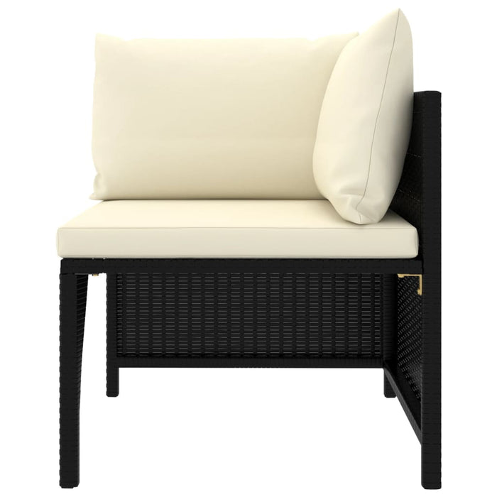Set mobilier de grădină cu perne, 12 piese, negru, poliratan WALTI