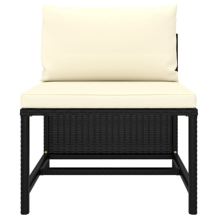 Set mobilier de grădină cu perne, 12 piese, negru, poliratan WALTI