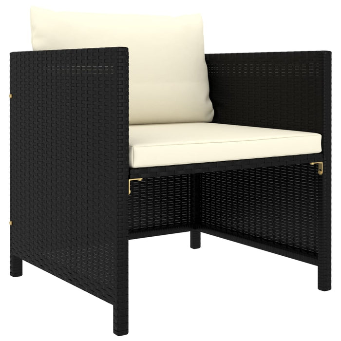 Set mobilier de grădină cu perne, 12 piese, negru, poliratan WALTI