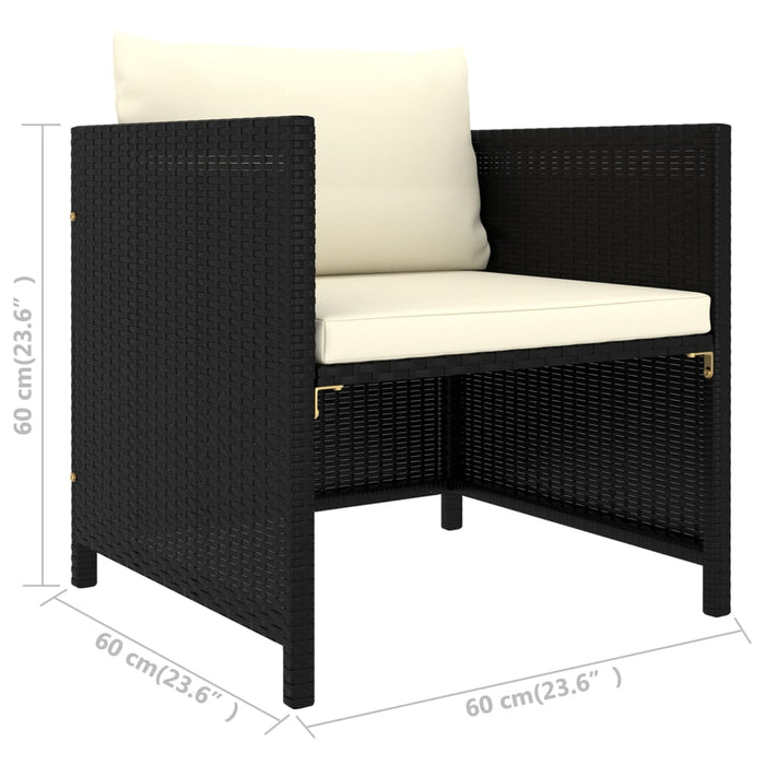 Set mobilier de grădină cu perne, 12 piese, negru, poliratan WALTI