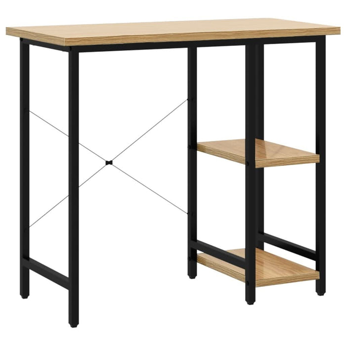 Birou de calculator negru/stejar deschis 80x40x72 cm MDF/metal - WALTI WALTI
