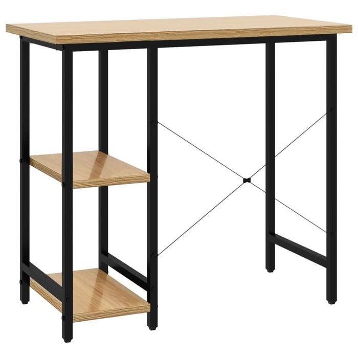Birou de calculator negru/stejar deschis 80x40x72 cm MDF/metal - WALTI WALTI