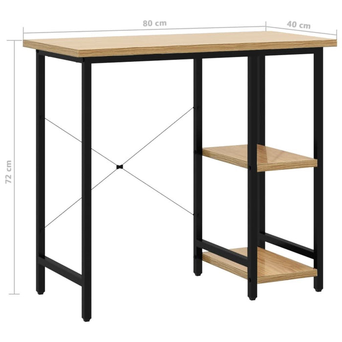 Birou de calculator negru/stejar deschis 80x40x72 cm MDF/metal - WALTI WALTI
