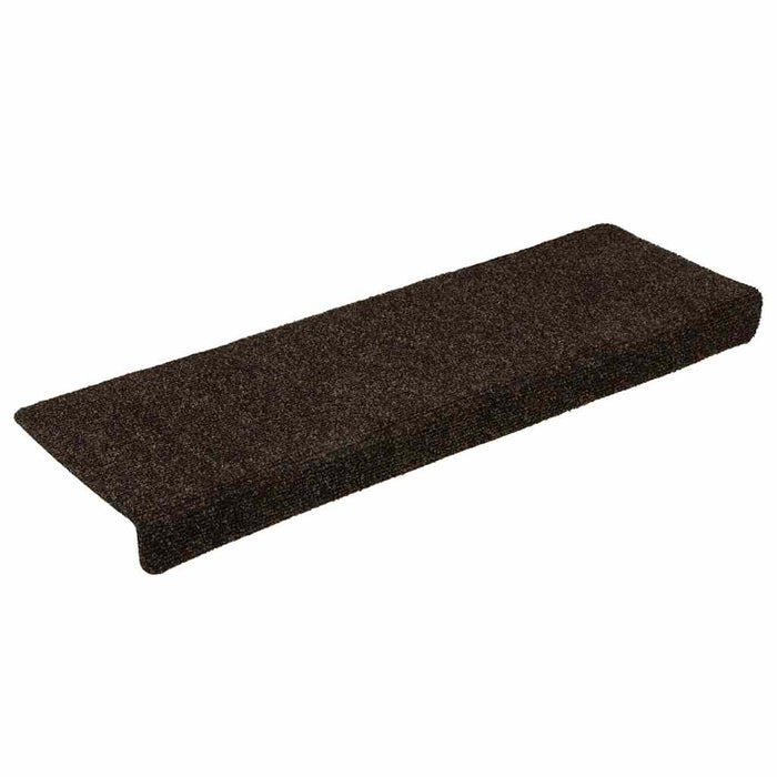 Covorașe autoadezive pentru scări, 15 buc., 65x21x4 cm, maro închis, cu margini dreptunghiulare - WALTI WALTI