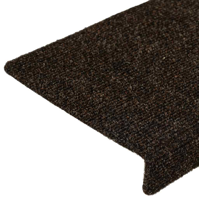 Covorașe autoadezive pentru scări, 15 buc., 65x21x4 cm, maro închis, cu margini dreptunghiulare - WALTI WALTI