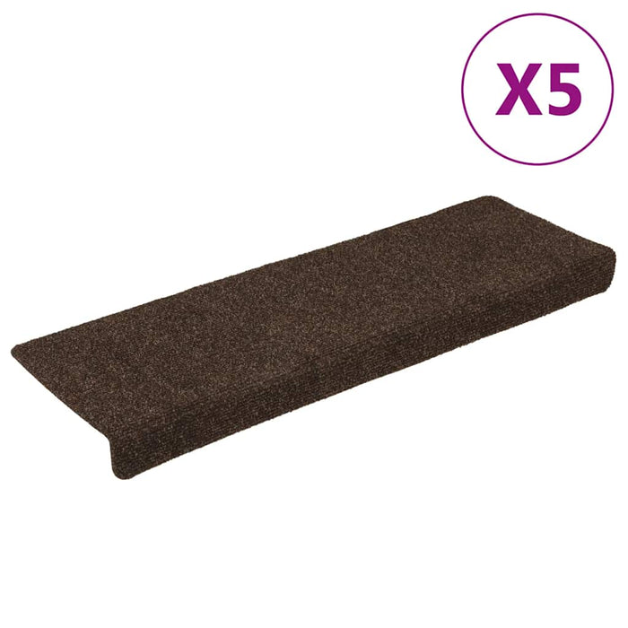 Covorașe autoadezive pentru scări, 15 buc., 65x21x4 cm, maro, cu margini dreptunghiulare WALTI