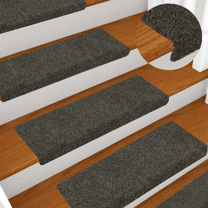 Covorașe autoadezive pentru scări, 15 buc., 65x21x4 cm, antracit, cu margine dreptunghiulară WALTI