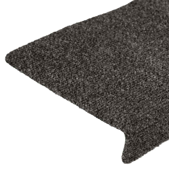 Covorașe autoadezive pentru scări, 15 buc., 65x21x4 cm, antracit, cu margine dreptunghiulară WALTI