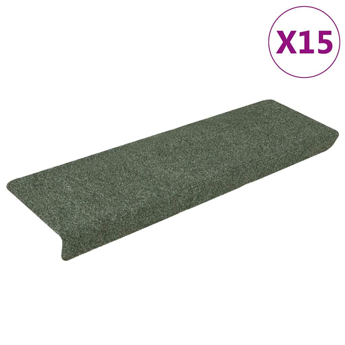 Covorașe autoadezive pentru scări, 15 buc., 65x21x4 cm, margini dreptunghiulare verzi WALTI