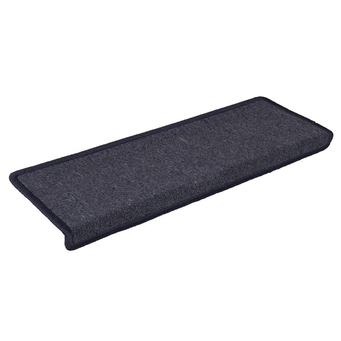 Covorașe pentru scări, 15 buc., 65x21x4 cm, gri închis și albastru, margini dreptunghiulare WALTI