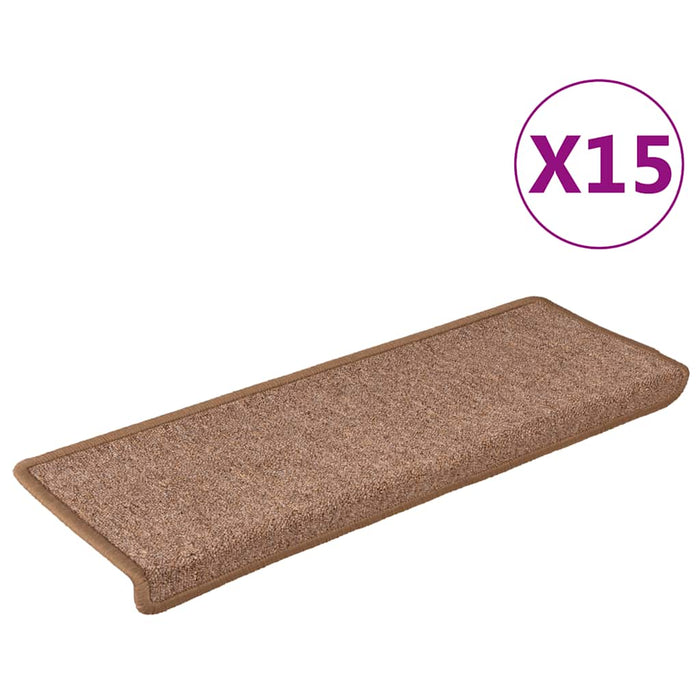 Covorașe pentru scări, 15 buc., 65x21x4 cm, maro, cu margini dreptunghiulare - WALTI WALTI