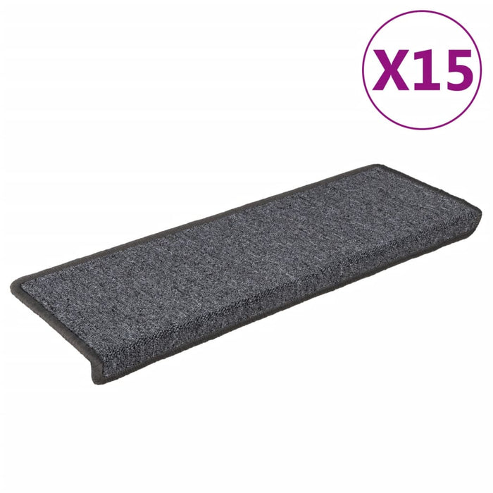 Covorașe pentru scări, 15 buc., 65x21x4 cm, gri închis, cu margini dreptunghiulare - WALTI WALTI
