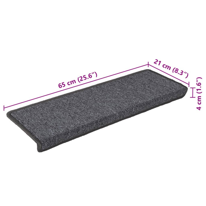 Covorașe pentru scări, 15 buc., 65x21x4 cm, gri închis, cu margini dreptunghiulare - WALTI WALTI