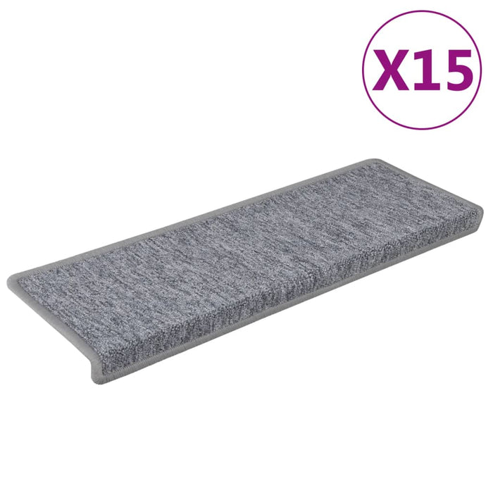 Covorașe pentru scări, 15 buc., 65x21x4 cm, gri deschis, cu margini dreptunghiulare - WALTI WALTI