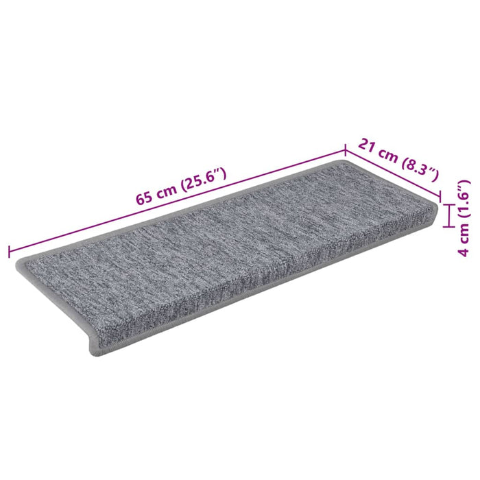 Covorașe pentru scări, 15 buc., 65x21x4 cm, gri deschis, cu margini dreptunghiulare - WALTI WALTI