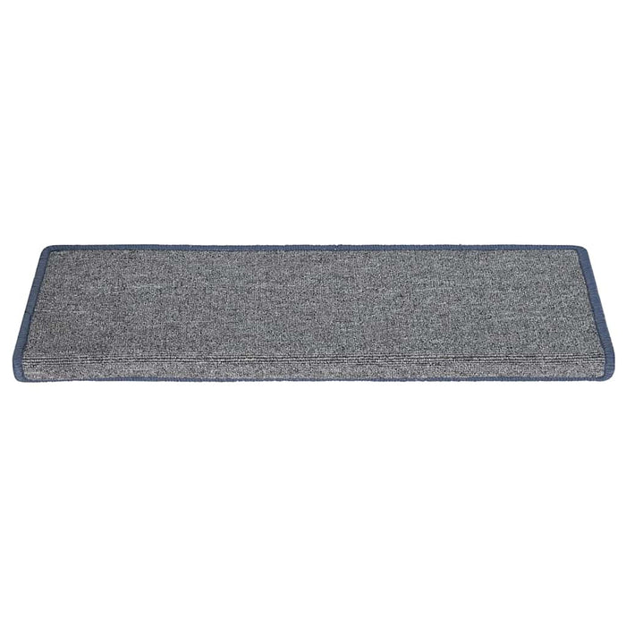 Covorașe pentru scări, 15 buc., 65x21x4 cm, gri deschis și albastru, cu margini dreptunghiulare WALTI