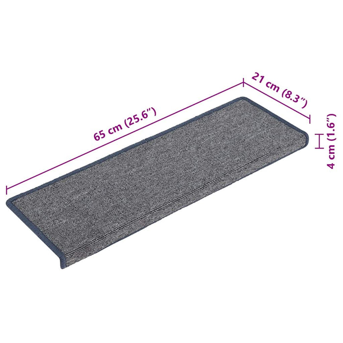 Covorașe pentru scări, 15 buc., 65x21x4 cm, gri deschis și albastru, cu margini dreptunghiulare WALTI