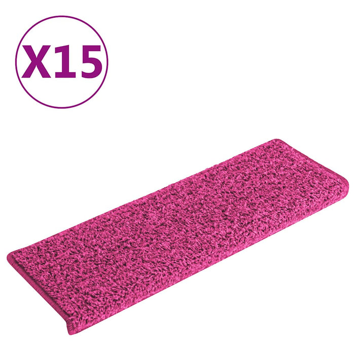 Covorașe pentru scări, 15 buc., 65x21x4 cm, roz, cu margini dreptunghiulare - WALTI WALTI