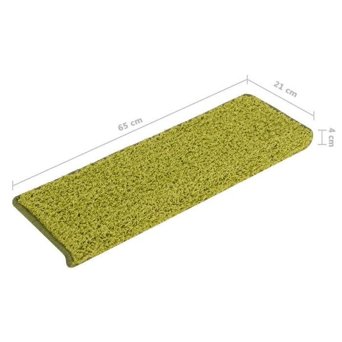 Covorașe pentru scări, 15 buc., 65x21x4 cm, margini dreptunghiulare verzi - WALTI WALTI