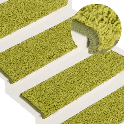 Covorașe pentru scări, 15 buc., 65x21x4 cm, margini dreptunghiulare verzi - WALTI WALTI