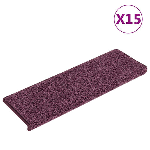 Covorașe pentru scări, 15 buc., 65x21x4 cm, violet închis, cu margini dreptunghiulare - WALTI WALTI